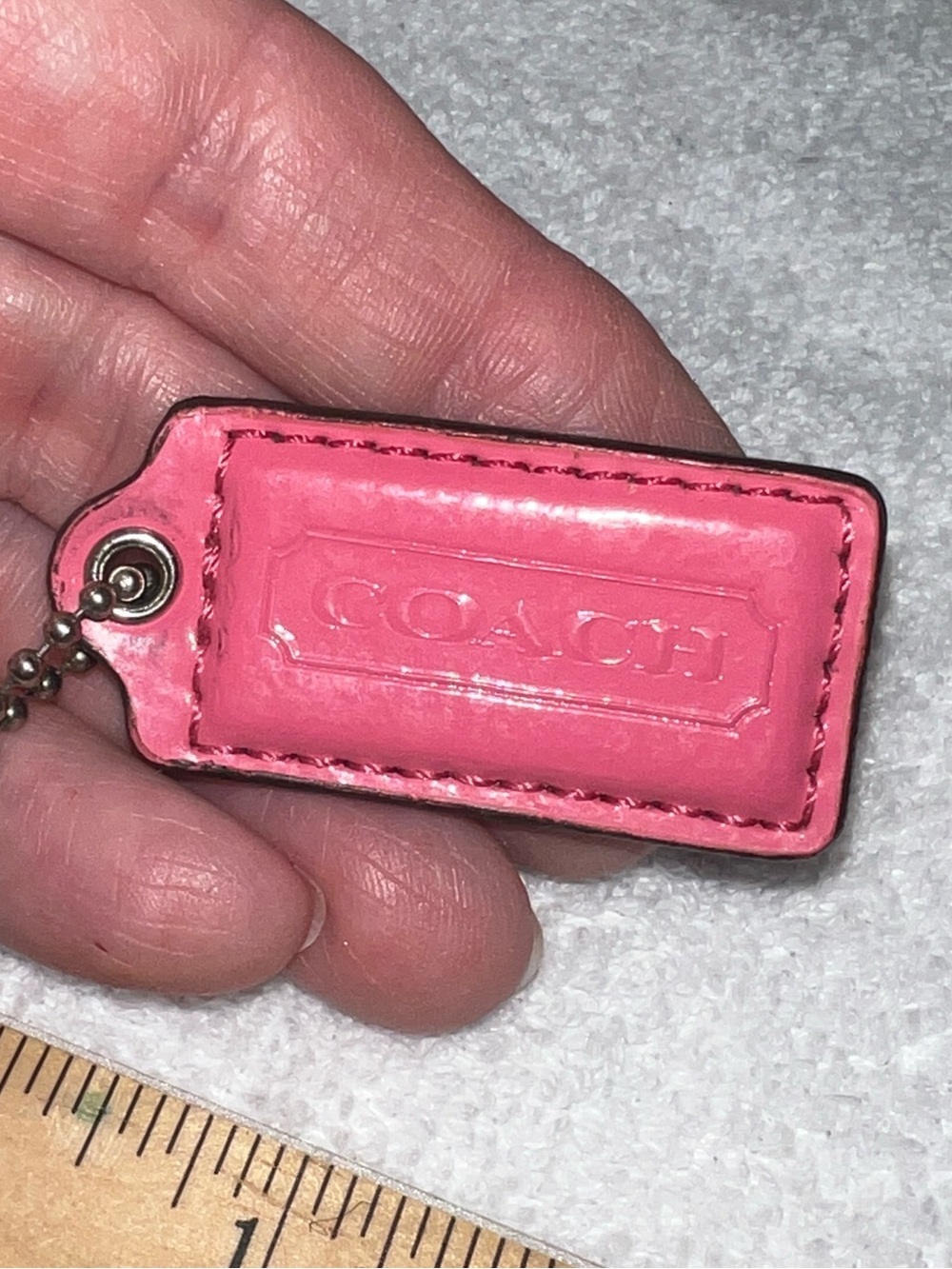 COACH Hot pink patent leather hang tag fob vintage Y2K